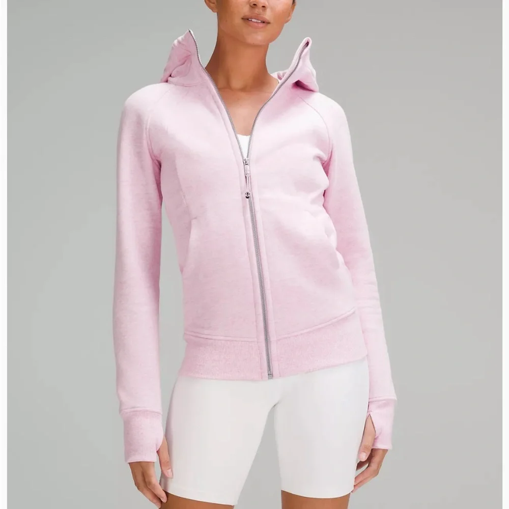 Scuba full zip hoodie in heather vita pink - Picture 1 of 3